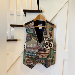 90's Vintage Route 66 Tapestry Vest - Size XL